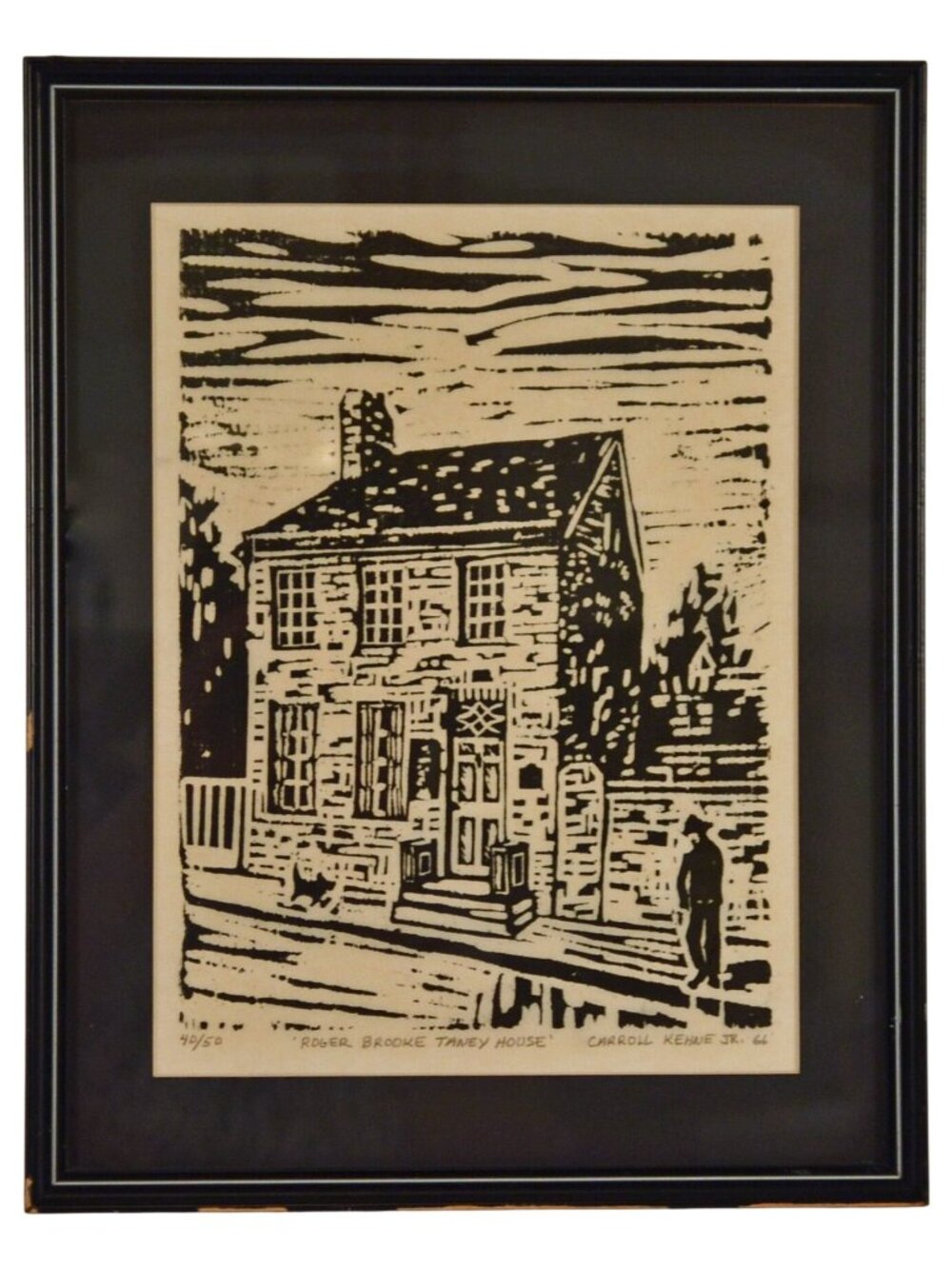 Carroll Kehne Jr., Roger Brooke Taney House Woodcut Print Signed